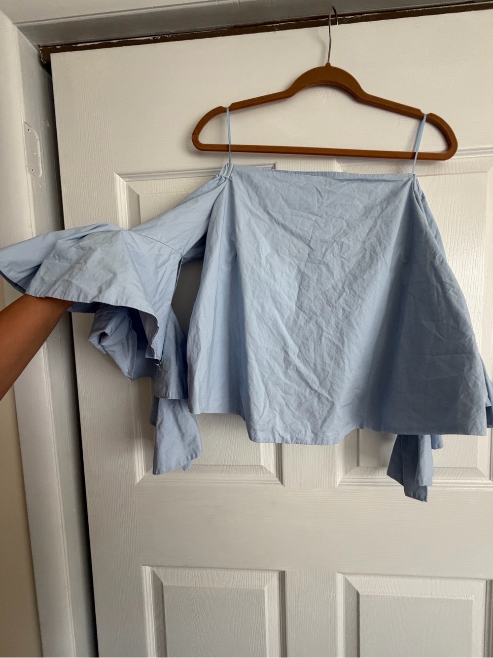 Endless Rose Light Blue One-Shoulder Ruffle Skirt